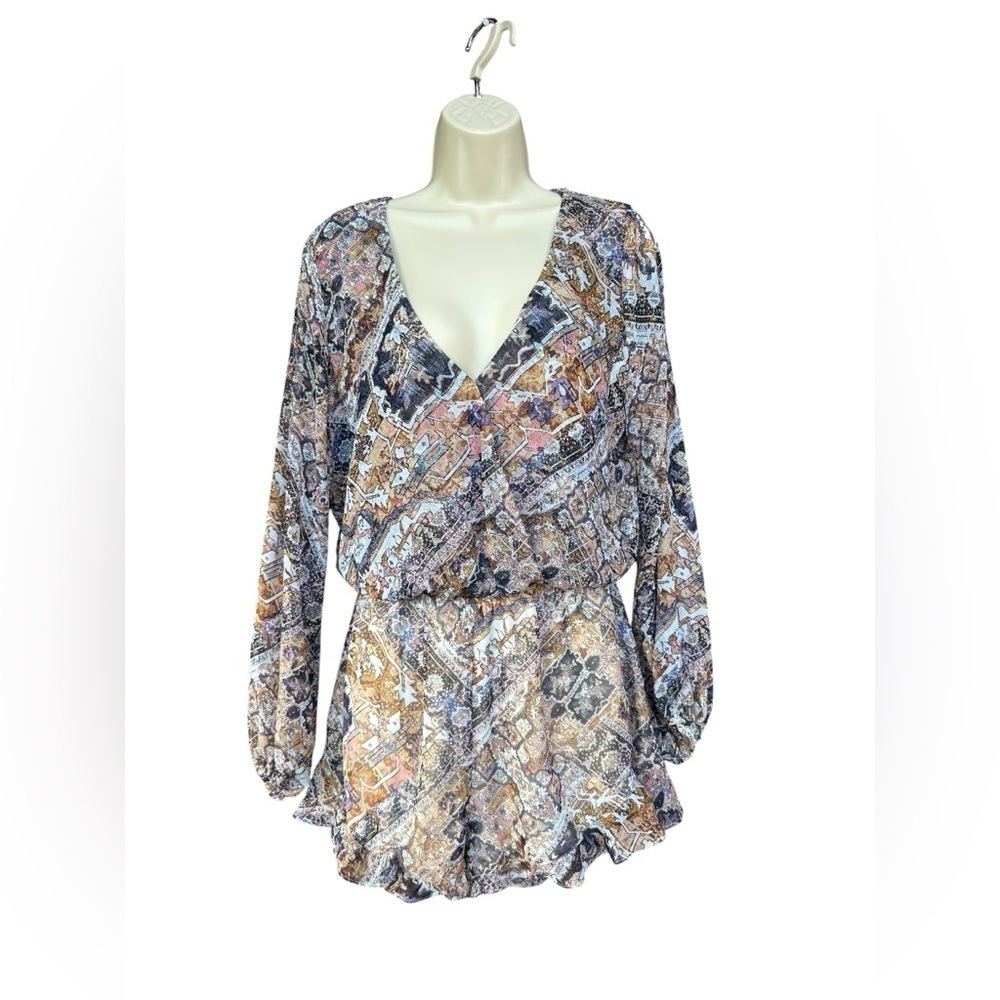 Show Me Your Mumu Womens Colorful Long Sleeve Romper Size Large Boho Hippie - Picture 2 of 8